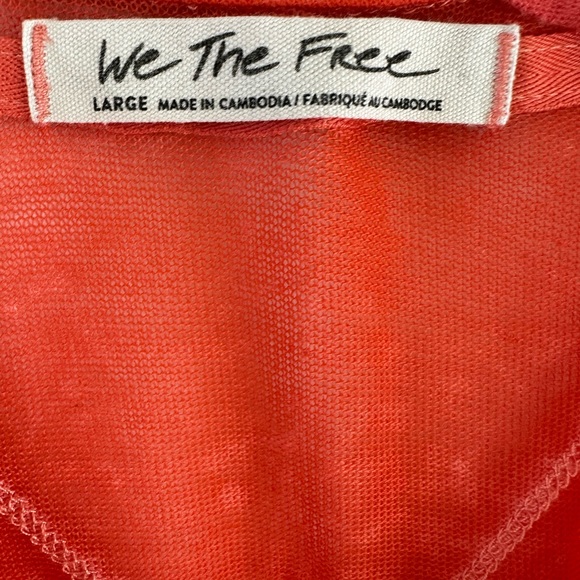 Free People Kia Button Front V-Neck Henley Tee Orange Red Size L - Picture 8 of 10